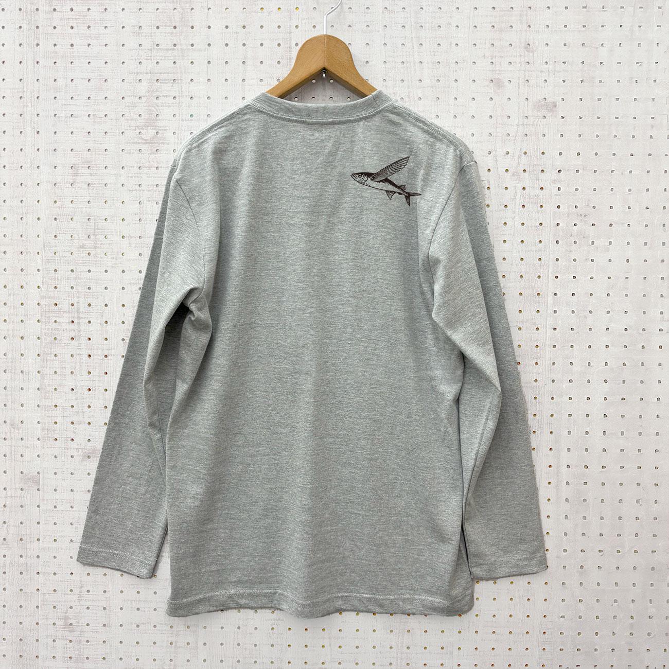 さんま 長袖 Tシャツ メンズ 3カラー ネイビー サンドカーキ 杢グレー カットソー 長Ｔ ロンＴ 秋 サンマ | 10枚目