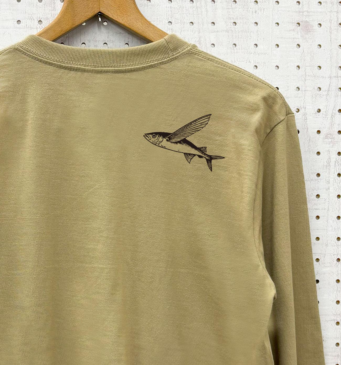 さんま 長袖 Tシャツ メンズ 3カラー ネイビー サンドカーキ 杢グレー カットソー 長Ｔ ロンＴ 秋 サンマ | 11枚目