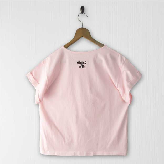 ロールアップTシャツ ピンク 薄手 ボックスシルエット セール | 3枚目